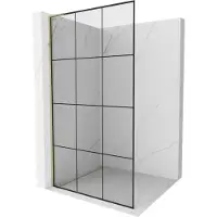 Mexen Kioto L paroi de douche de plain-pied 100 x 200 cm, motif noir, or - 800-100-103-50-77