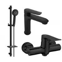 Mexen Pecos DQ40 SET mitigeur de lavabo + mitigeur de douche avec accessoires , noir (72704DQ40-70)