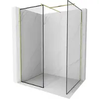 Mexen Kioto paroi de douche Walk-in 110 x 90 cm, motif noir, doré brossé - 800-110-202-55-70-090