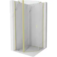 Mexen Mist cabine de douche pentagonale battante 100 x 100 cm, transparent, or brossé - 8A8-100-100-55-00