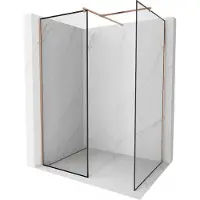 Mexen Kioto paroi de douche Walk-in 120 x 90 cm, motif noir, laiton brossé - 800-120-202-65-70-090