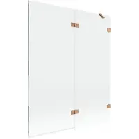 Mexen Lunar Pare-bain à 2 volets à droite 140 x 150 cm, transparent, cuivre brossé - 897-140-100-65-00-P