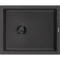 Mexen Pedro granit 1 bac 560 x 460 mm, noir moucheté, siphon noir (6508561000-76-B)