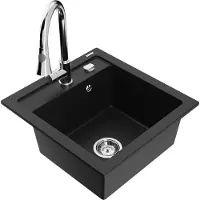 Mexen Vito 1 bac en granit avec mitigeur Elia, Noir - 6503-77-670101-00