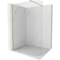 Mexen Kioto Paroi de douche à l'italienne arrondie 150 x 200 cm, transparent 8 mm, or brossé - 800-150-101-55-06