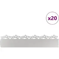 vidaXL Bordure de pelouse 20 pcs argent 103 x 0,05 x 22 cm acier inoxydable