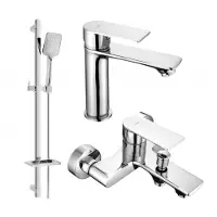 Mexen Royo DQ62 Ensemble de mitigeurs de lavabo et de baignoire avec accessoires, chrome (72203DQ62-00)