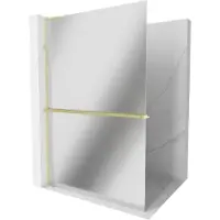 Mexen Kioto+ L paroi de douche avec étagère Walk-in 110 x 200 cm, miroir, or brossé - 800-110-123-55-50
