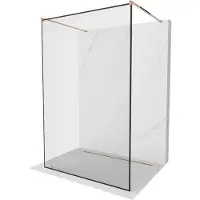 Mexen Kioto paroi de douche à poser 160 x 200 cm, motif noir 8 mm, or rose - 800-160-002-60-70