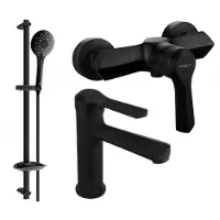 Mexen Saber DB74 Ensemble de mitigeurs de lavabo et de douche avec accessoires, noir (72104DB74-70)