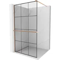 Mexen Kioto+ paroi de douche Walk-in 110 x 200 cm, motif noir, laiton brossé - 800-110-121-65-77