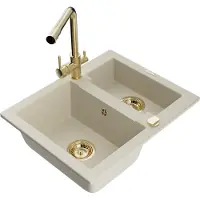 Mexen Carlos évier en granit 1,5 bac avec mitigeur Duero, Beige - 6518-69-671600-50