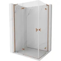 Mexen Mist-H L Duo cabine de douche pivotante 85 x 70 cm, transparent, cuivre brossé - 8A5L-085L-070P-65-00