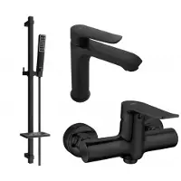 Mexen Pecos DQ72 SET mitigeur de lavabo + mitigeur de douche avec accessoires , noir (72704DQ72-70)