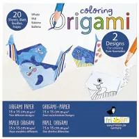 Fridolin Kit Origami - - Baleine - 20 Feuilles - 15x15 cm - À colorier pour enfants