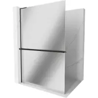 Mexen Kioto+ L paroi de douche avec tablette 80 x 200 cm, miroir, noir - 800-080-123-70-50