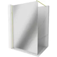 Mexen Kioto Paroi de douche à l'italienne 130 x 200 cm, miroir 8 mm, or brossé - 800-130-101-55-50