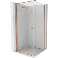 Mexen Mist-F T cabine de douche pliante à gauche 70 x 70 cm, transparent, cuivre brossé - 8A6T-070-070-65-00-L