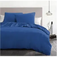 HOME LINGE PASSION parure de lit 3 pièces microfibre, 82 g - 240 x 260 cm - Bleu