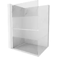 Mexen Kioto+ L paroi de douche avec tablette de plain-pied 90 x 200 cm, transparent/opaque, blanc - 800-090-123-20-35
