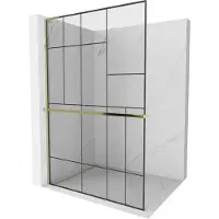 Mexen Kioto+ L Paroi de douche avec tablette Walk-in 70 x 200 cm, motif noir, or - 800-070-123-50-78