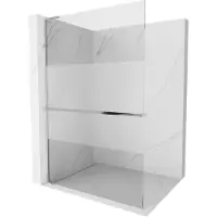 Mexen Kioto+ L Paroi de douche avec tablette de plain-pied 120 x 200 cm, transparent/glace, chromé - 800-120-123-01-35