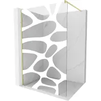 Mexen Kioto Paroi de douche à l'italienne 140 x 200 cm, motif blanc 8 mm, or brossé - 800-140-101-55-97