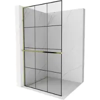 Mexen Kioto+ L paroi de douche avec tablette en verre Walk-in 110 x 200 cm, motif noir, or - 800-110-123-50-77