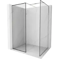 Mexen Kioto paroi de douche Walk-in 120 x 70 cm, motif noir, nickel brossé - 800-120-202-97-70-070