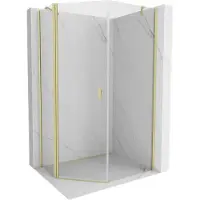 Mexen Mist cabine de douche pentagonale asymétrique à ouverture 90 x 100 cm, transparent, or brossé - 8A8-090-100-55-00