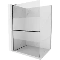 Mexen Kioto+ L paroi de douche avec tablette de plain-pied 90 x 200 cm, transparent/opaque, noir - 800-090-123-70-30