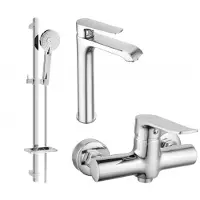 Mexen Pecos DQ40 SET mitigeur lavabo + mitigeur douche avec accessoires , chrome (72714DQ40-00)