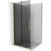 Mexen Velar paroi de douche coulissante walk-in 85 x 200 cm, graphite 8 mm, or brossé - 871-085-000-43-55