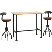 Mendler Ensemble table de bar + 2 tabourets de bar -N21