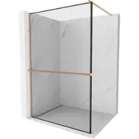 Mexen Kioto+ paroi de douche avec étagère Walk-in 100 x 200 cm, motif noir, laiton brossé - 800-100-121-65-70