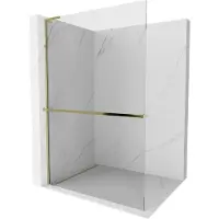 Mexen Kioto+ L paroi de douche avec tablette de plain-pied 110 x 200 cm, transparent, doré - 800-110-123-50-00