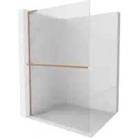 Mexen Kioto+ L paroi de douche avec étagère Walk-in 90 x 200 cm, finition en laiton brossé - 800-090-123-65-09