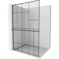 Mexen Kioto+ L paroi de douche avec étagère Walk-in 100 x 200 cm, motif noir, gris gun brossé - 800-100-123-66-78