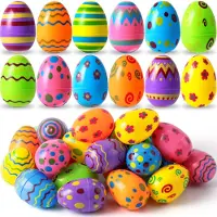 Joyin Toy 36 pièces en plastique imprimé brillant œufs de Pâques plus de 3,15 pouces de haut œufs vides remplissables en vrac pour la chasse de P