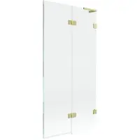Mexen Lunar L Paroi pliante pour baignoire à 2 volets, droite 90 x 150 cm, transparent, or brossé - 897L-090-100-55-00-P