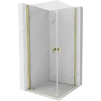 Mexen Mist-B Duo cabine de douche pivotante 80 x 80 cm, transparent, or - 8A2-080-080-50-00