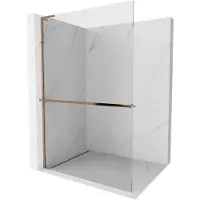 Mexen Kioto+ L paroi de douche avec étagère Walk-in 105 x 200 cm, transparent, or rose - 800-105-123-60-00