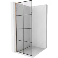 Mexen Kioto L Paroi de douche à l'italienne 70 x 200 cm, motif noir, cuivre brossé - 800-070-103-65-77