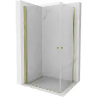 Mexen Pretoria Duo cabine de douche avec porte battante 90 x 80 cm, Transparent, Or - 852-090-080-50-00-02