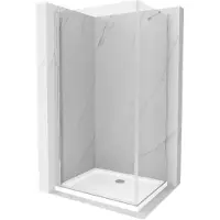 Mexen Pretoria Paroi de douche basculante 80 x 110 cm, transparente, chromée + receveur de douche Flat - 852-080-110-01-00-4010