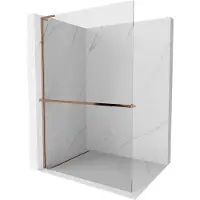 Mexen Kioto+ L paroi de douche avec étagère Walk-in 70 x 200 cm, transparent, or rose - 800-070-123-60-00