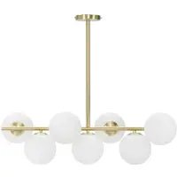 Mauro Ferretti Lustre Glamour À 7 Lumières - Plafonnier E14 En Métal Doré Et Sphères En Verre Blanc 81 X 30 X 74 Cm - Design Glamour