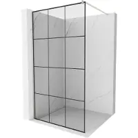 Mexen Kioto Paroi de douche à l'italienne 120 x 200 cm, motif noir 8 mm, nickel brossé - 800-120-101-97-77