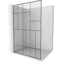 Mexen Kioto L Paroi de douche à l'italienne 90 x 200 cm, motif noir, nickel brossé - 800-090-103-97-78