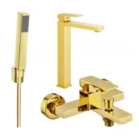 Mexen Uno R77 Mélangeur lavabo et baignoire avec accessoires, or (71413R77-50)